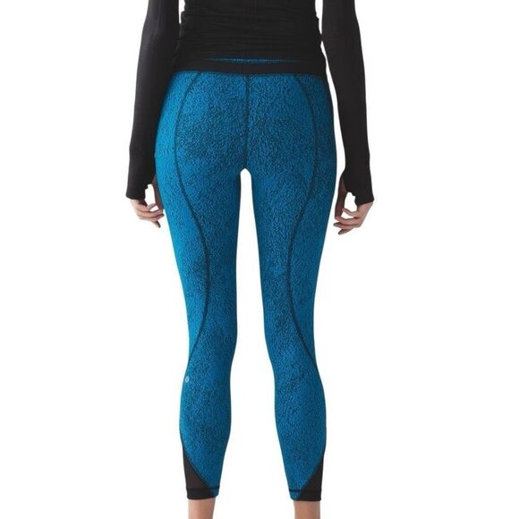 Lululemon Inspire Tight II Power Leggings Jacquard Shocking Blue/Black 6 - Picture 2 of 10